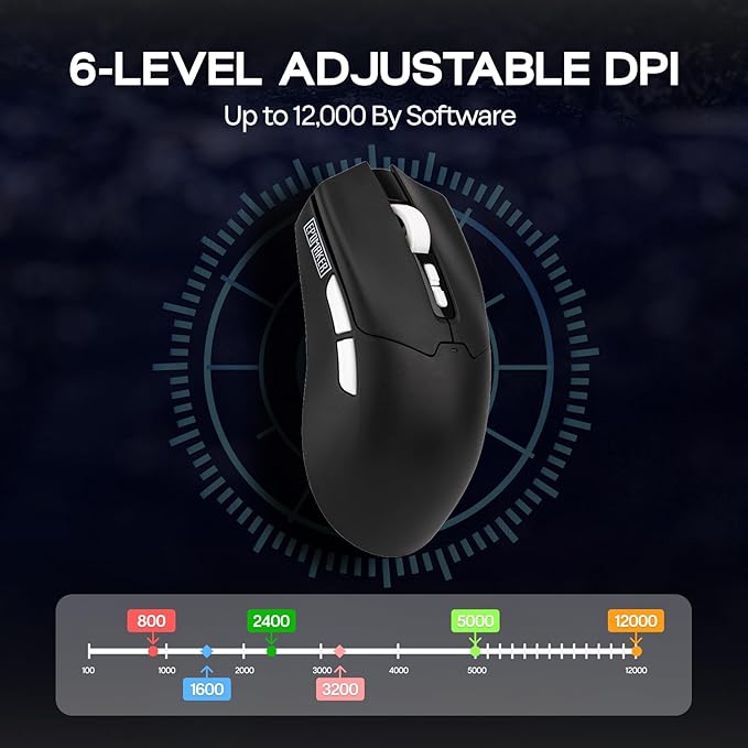 EPOMAKER Click Lite Wireless Gaming Mouse, 800 to 12,000 DPI Adjustable, PAW3311 Sensor, 500mAh, 59g, 2.4G/BT/USB-C Rechargeable Wireless Mouse with 5 Programmable Buttons for PC/Mac/Linux (Black)-DeskLoop Office
