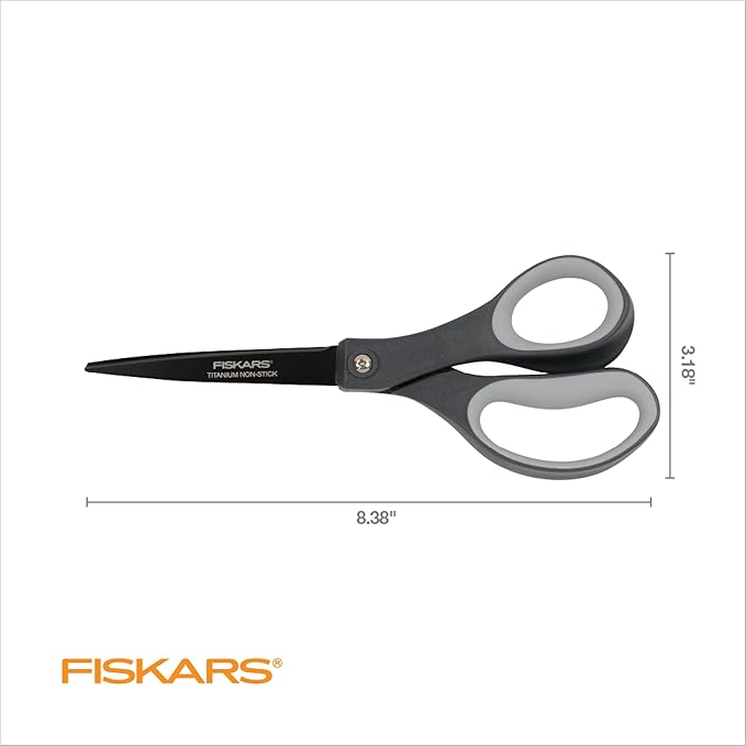 Fiskars 8" Non-Stick Comfort Grip Titanium All Purpose Scissors, Stainless - Image 6