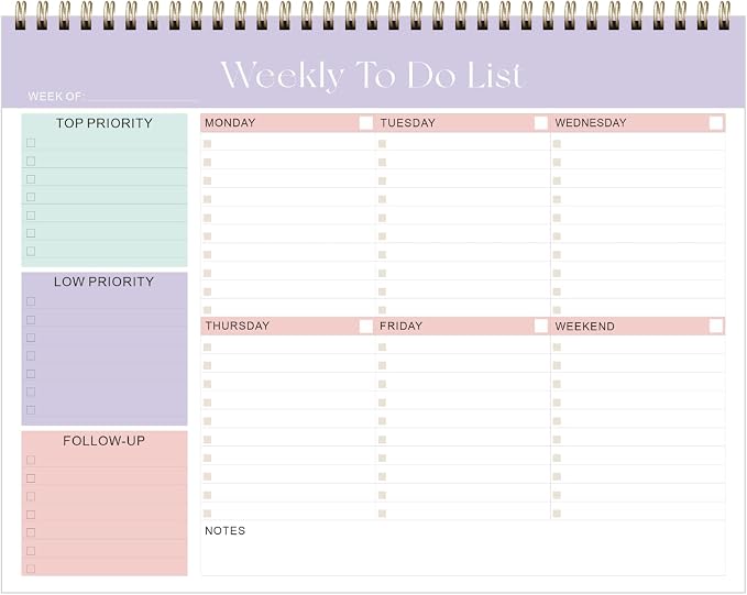 Weekly To Do List Notepad, Undated Planner by VALOME