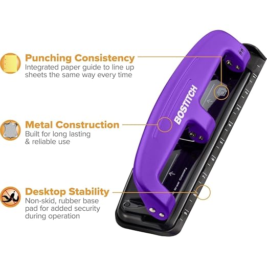 Bostitch Office EZ Squeeze Reduced Effort 3-Hole Punch, 12 Sheets - Image 6