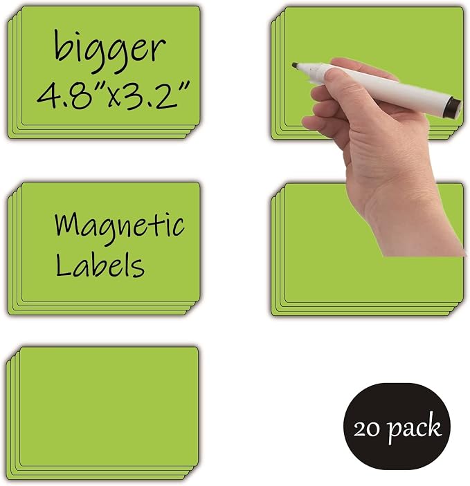 STTMGN Dry Erase Big Magnetic Labels, Large Write On Magnets Name Plates Sticker - Image 2