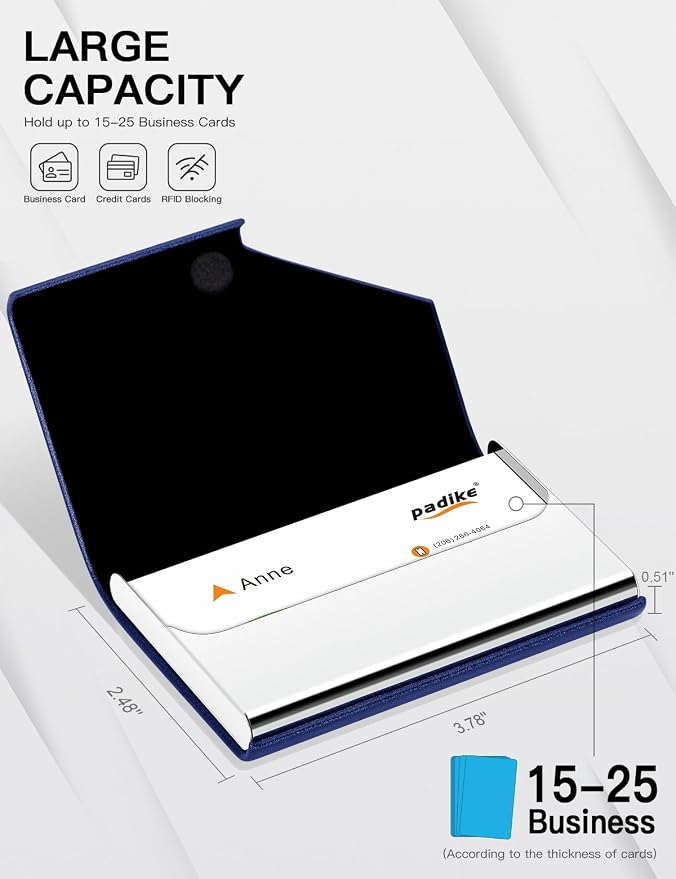 Padike Business Card Holder, Upgraded Leather Business Card Case Pocket Card - Image 4