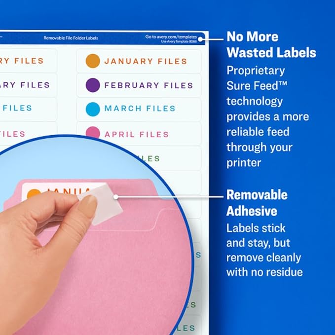 Avery File Folder Labels, Sure Feed Technology, 2/3" x 3-7/16", 750 Printable - Image 3