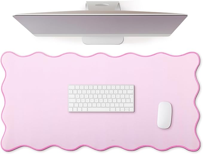 Hahafelt Scalloped Desk Mat Large Desk Pad Cute Coquette Table Mat Back to by Hahafelt