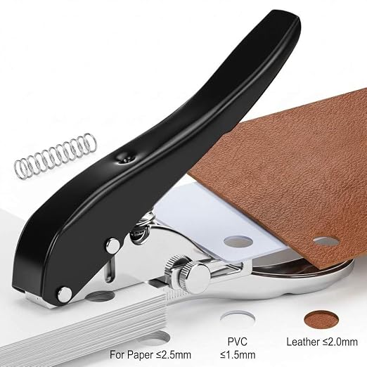 QWORK Hole Punch Single, 3/8" Heavy Duty Paper Punch Hand Held - Image 2