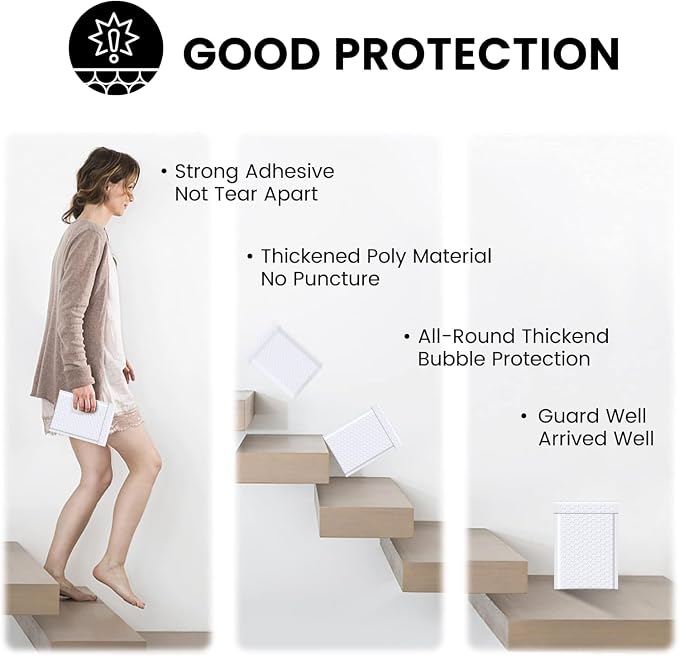 Fuxury White Bubble Mailers 4x8" 4000 Pack, Waterproof Padded Envelopes Self - Image 7