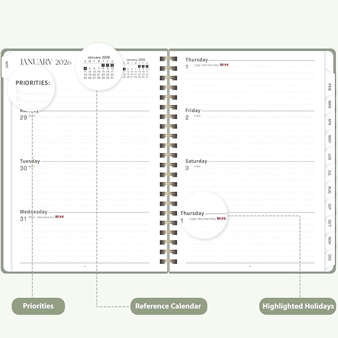 2026 Planner, Weekly and Monthly Calendar Agenda Book, Jan 2026 - Image 3