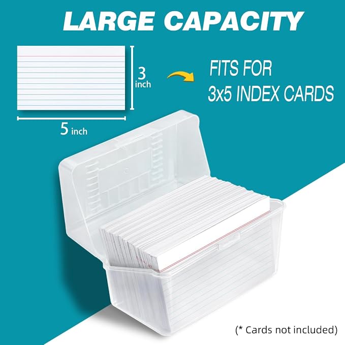 H4D Index Card Holder 3x5, Index Card Box Organizer, 3 Pack, 3x5 Inch, Fits - Image 3