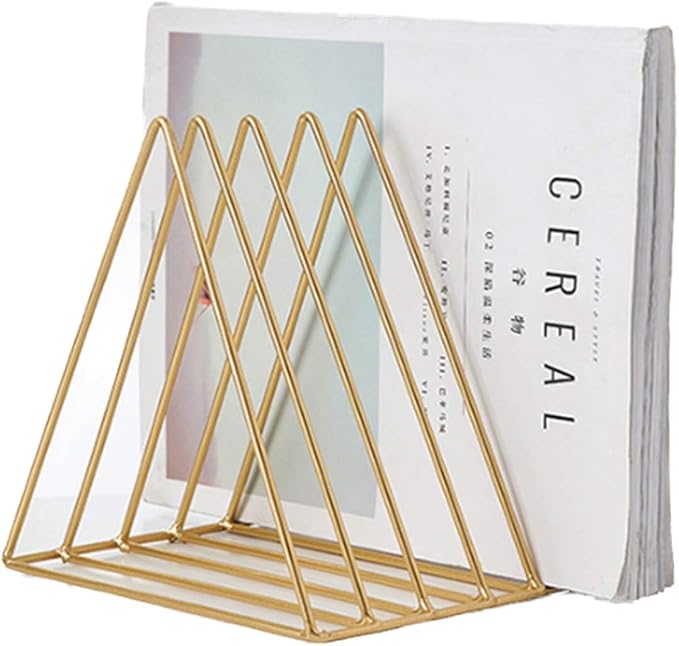 QPEY Triangle File Holder, 5 Slot Metal Vinyl Record Stand Holder Magazine by QPEY