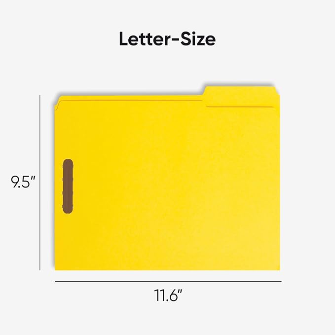 Smead Fastener File Folders, Reinforced 1/3-Cut Tabs, 2 Fasteners, Letter Size - Image 2