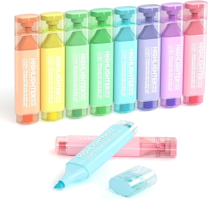 Shuttle Art 8 Pastel Highlighters, Chisel Tip Dry-Quickly Non-Toxic Highlighter by ShuttleArt