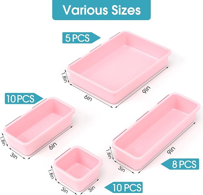 33 PCS Drawer Organizer Set, 4 Size Makeup Drawer Divider Organizer - Image 2