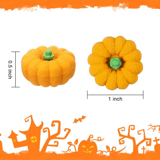 Pumpkin Erasers Bulk Party Favors Mini Pumpkin Erasers for Children Students Back to School Gifts Classroom Counting Math Manipulative Counters Teacher Rewarding Gift 50pcs-DeskLoop Office