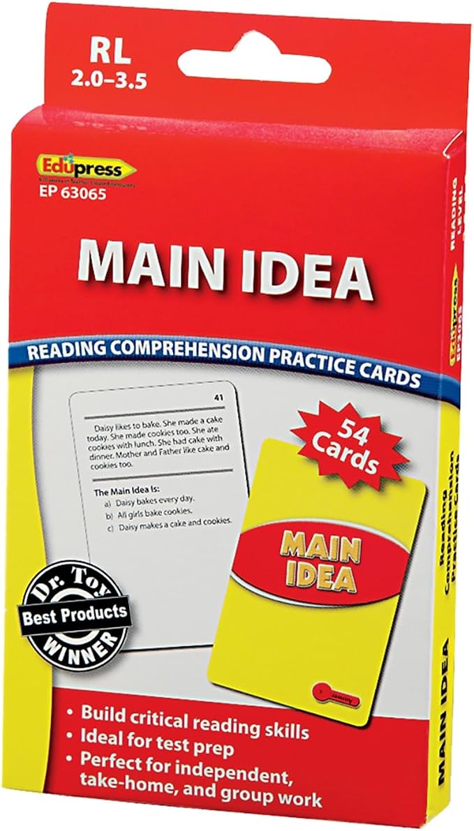 Edupress Reading Comprehension Cards, Main Idea, Lvl: 2.0-3.5 by TeacherCreatedResourcesOS