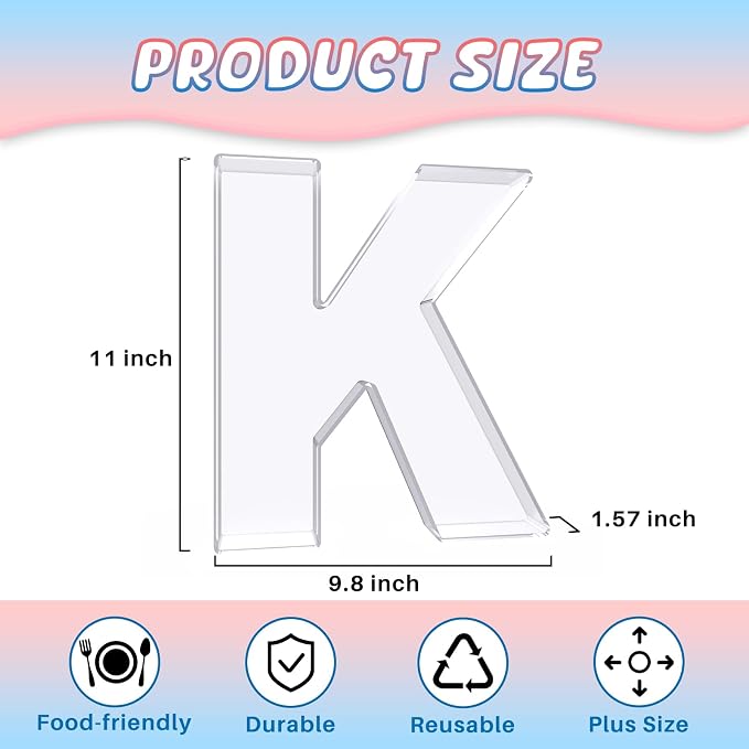 11" Acrylic Letter Charcuterie Box, Reusable Fillable Alphabet Number Shaped - Image 2