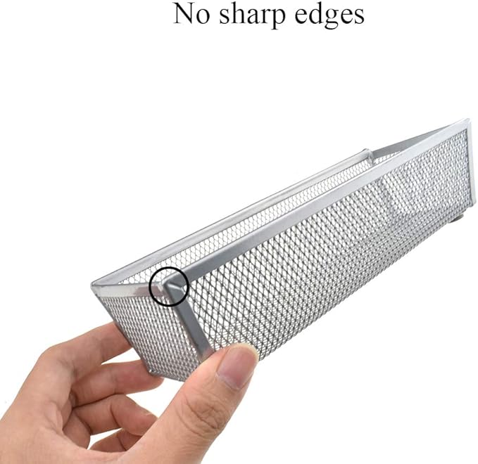 HAHIYO Stackable Mesh Tray Cup 9 x 3 x 2 inches Sturdy Container for Desk Drawer Organizer Collection for Home Office School kitchen Soft Foam Feet No Sharp Edges 2 Pack Silver-DeskLoop Office