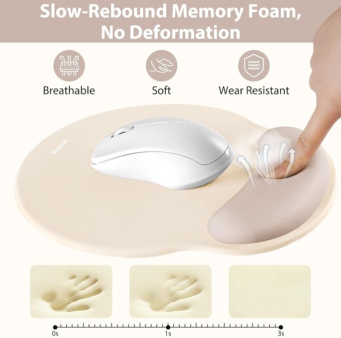Sushret Mouse Pad and Keyboard Wrist Rest, 3-in-1 Gel Memory Foam Ergonomic - Image 3