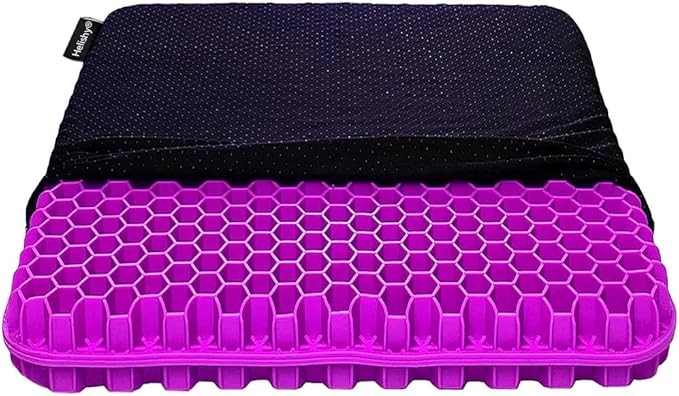 Gel Seat Cushion, Egg Seat Cushion for Tailbone, Back, Sciatica Pain Relief - Gel Enhanced Chair Pads with Non-Slip Cover for Office Home Chair Car Seat Wheelchair (Standard, Violet)-DeskLoop Office