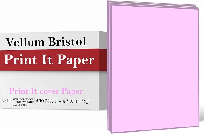 Print It - Vellum Bristol Colored Cardstock Cover Paper, 67 Lb, 8.5" X 11” by Unknown