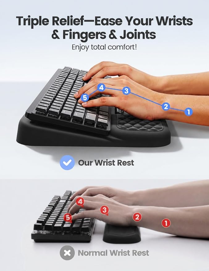 Vaydeer Wrist Rest with Keyboard Stand, Computer Wrist Support Pad, Ergonomic - Image 4