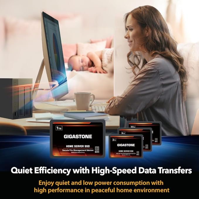 Gigastone Home Server SSD 2TB NAS SSD Drive Cache (2-Pack) 24/7 Durable TLC High Endurance Personal Cloud Data Sync Network Attached Storage RAID 3D NAND 2.5" SATA Internal Solid State Hard Drives-DeskLoop Office