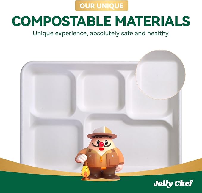 JOLLY CHEF Compostable  Compartment Paper Plates  *   Heavy - Image 7
