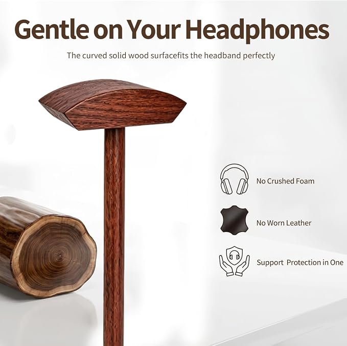 Headphone Stand Nature Wood Headset Hanger Mount Hook Gaming Holder Desktop - Image 6