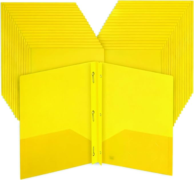 Mr. Pen- Plastic Folders with Pockets and Prongs, 36 Pack, Letter Size | Yellow by MrPen