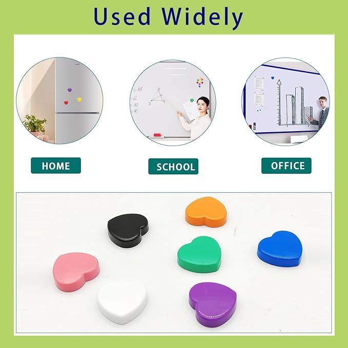 Fridge Magnets Refrigerator Magnets, 10 Pcs Magnet Small Magnets Strong Magnets Heavy Duty Magnets for Whiteboard, Colorful Mini Cute Magnets for Fridge Locker Kitchen Office (10 Colors, Heart)-DeskLoop Office