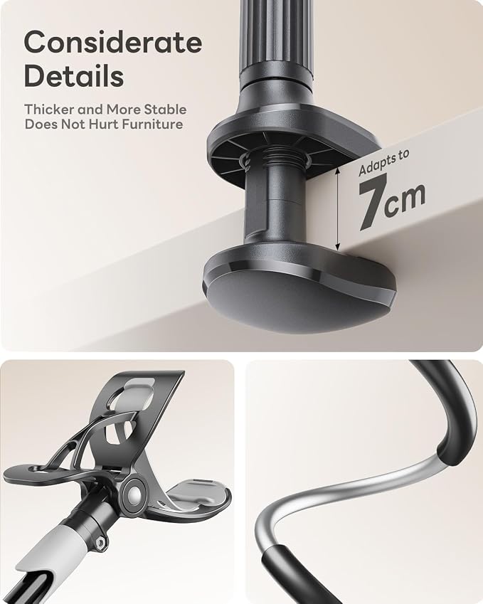 SAIJI Gooseneck Bed Phone Holder, Flexible Long Arm Phone Mount - Image 3