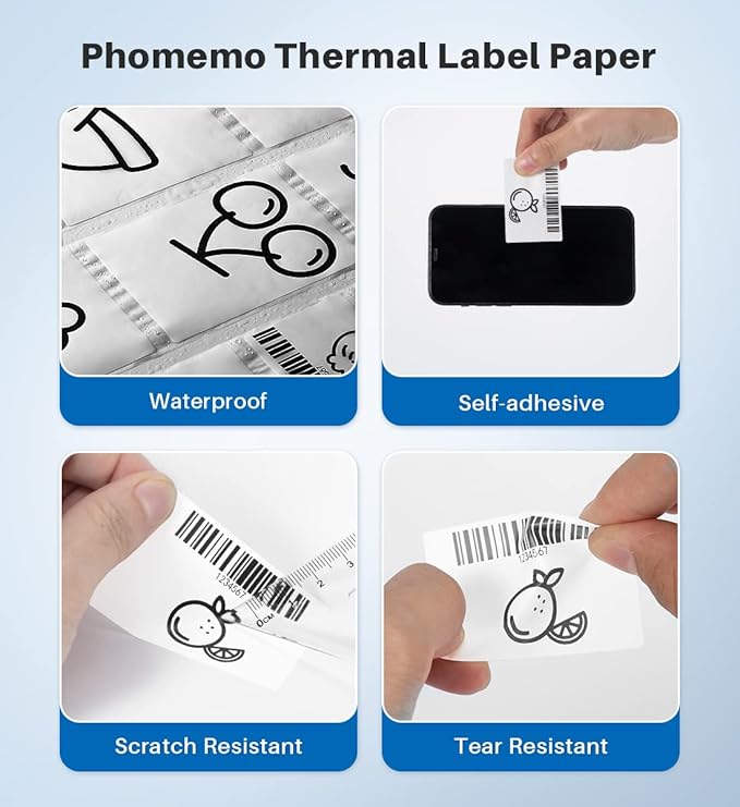 Phomemo M220/M250/M200/M221/M260 Thermal Label,Multi-Purpose White Self-Adhesive Label Sticker, 2.75" X 3.14" (70 * 80mm),Suitable for Address, Shipping, Small Business and More, 3 Rolls-DeskLoop Office