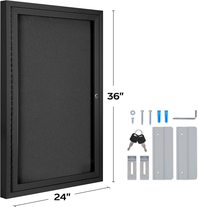 INNOVART Enclosed Bulletin Board 36” x 24”, Lockable Fabric Noticeboard - Image 2