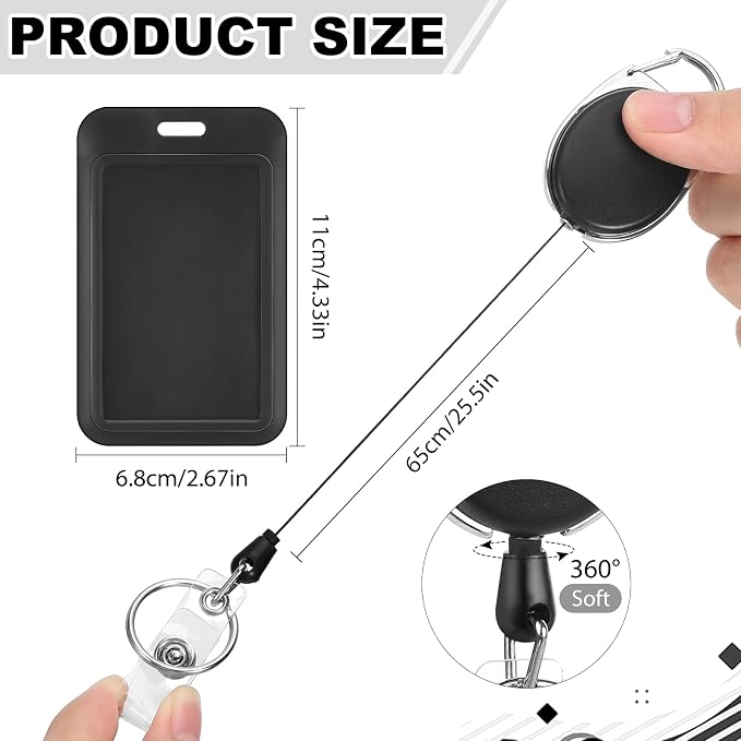 5 Pack Badge Holder Retractable Clip Heavy Duty Reels - Image 3