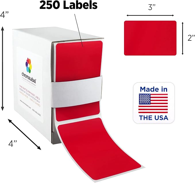 ChromaLabel 2 x 3 inch Permanent Color Code Rectangle Labels, 250 Labels per - Image 2