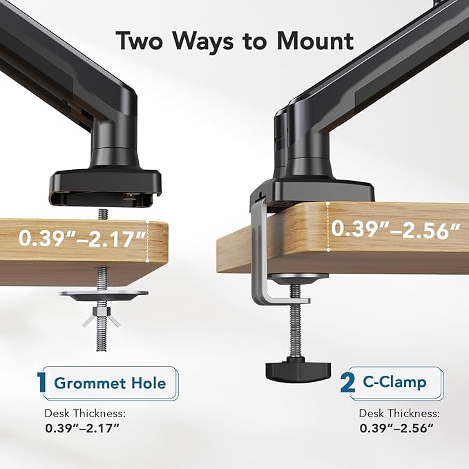 HUANUO Dual Monitor Mount for 2 Monitors up to 32 inches, Each Arm Holds Max 22lbs, Dual Monitor Stand with Gas Spring System, Height-Adjustable/Tilt/Swivel/Rotate, VESA Standard 75mm or 100mm-DeskLoop Office