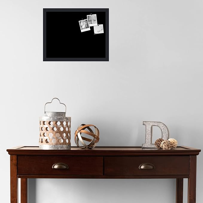 PinPix 18x14 Inch Cork Bulletin Board. This Decorative Framed Pin Board Comes with Solid Black Design and a Satin Black Frame. Ideal for Home Office Decor or Message Board (PinPix-622)-DeskLoop Office