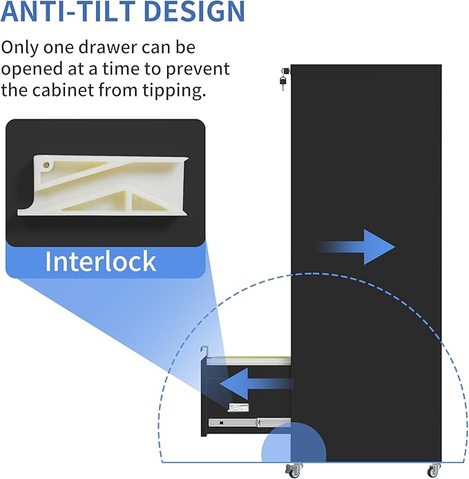 4 Drawer Mobile File Cabinet, Filing Cabinet Home Office for Letter, Legal Size, Black-DeskLoop Office