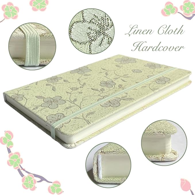 A5 Notebook, Ruled Paper, Lined Page, Linen Cover, Flower Fabric, Journal - Image 3