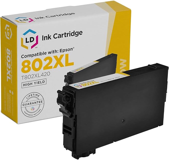 LD Remanufactured Ink Cartridge Replacement for Epson 802XL T802XL420 High Yield (Yellow) Compatible with Epson Workforce Pro WF-4740 WF-4734 WF-4730 WF-4720 WF-4740DWF EC-4020 EC-4030 EC-4040-DeskLoop Office