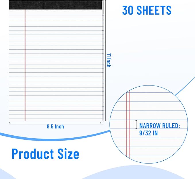 12pcs Legal Pads 8.5 x 11, Notepads 8.5 x 11 College Ruled Notebook, Writing - Image 2