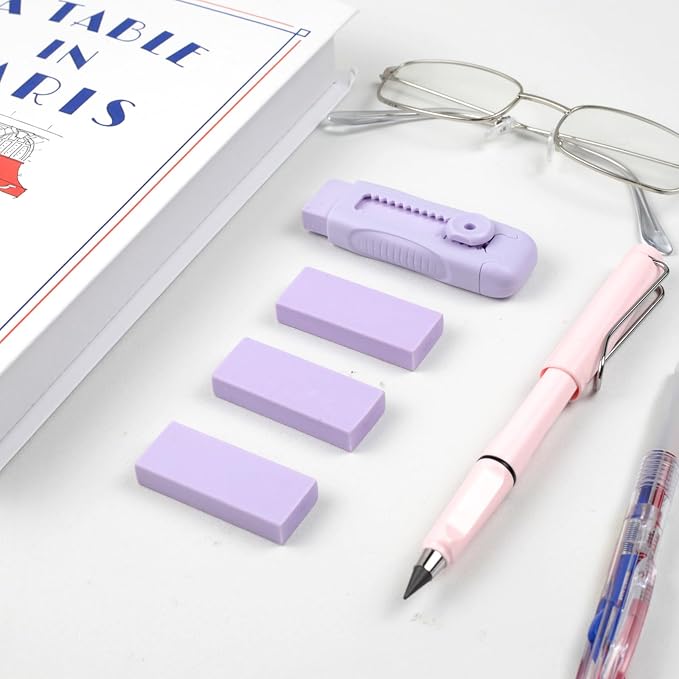 3+1 Pack Retractable Erasers – Soft Rubber Push-Pull Pencil Erasers - Image 7