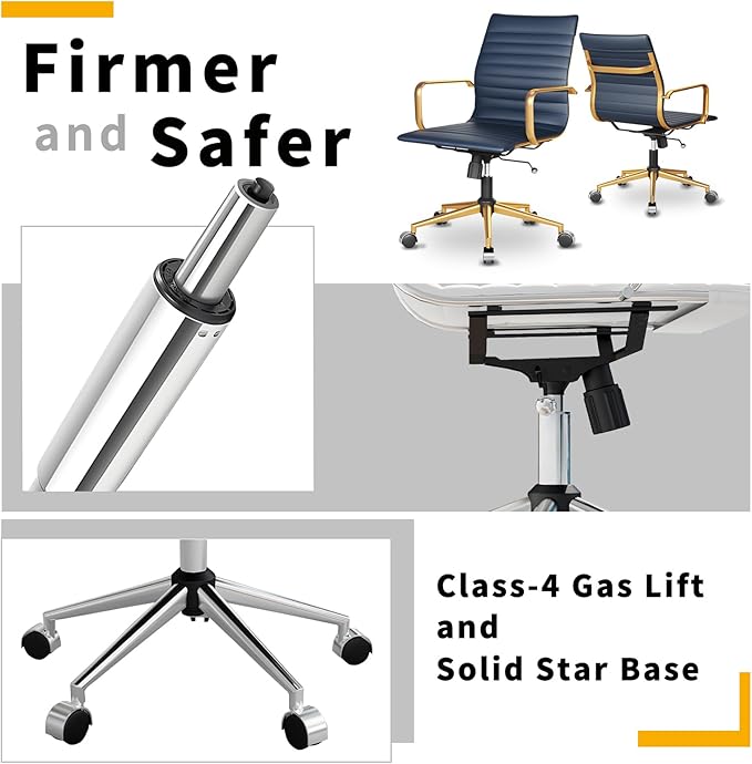 Chair, Desk Computer Chair ，with Armrests ，Ergonomic Office Chair for Home and Office, 17.32 x 22.83 x 35.43 inches, Multiple Colors (Gold Navy)-DeskLoop Office