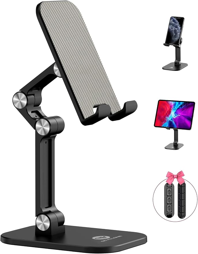 OCYCLONE Cell Phone Stand + 2 PCS Cable Organizer, Angle Height Adjustable by OCYCLONE