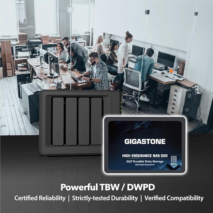 Gigastone 512GB NAS SSD Drive (2-Pack) 24/7 Durable TLC High Endurance RAID Data Storage Network Attached Storage 2.5" SATA Internal Solid State Hard Drives-DeskLoop Office