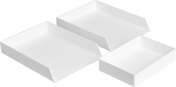 Amazon Basics Rectangular Plastic Desk Organizer Bundle, 3 Pieces Letter Tray by AmazonBasics