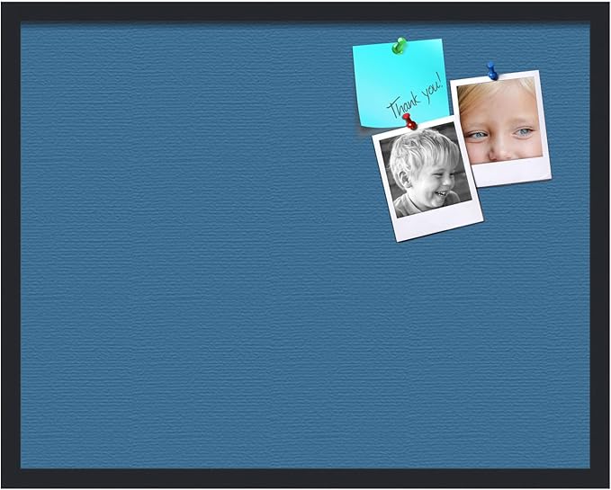 PinPix 28x22 Inch Cork Bulletin Board. This Decorative Framed Pin Board Comes with Navy Pastel Design and a Satin Black Frame. Ideal for Home Office Decor or Message Board (PinPix-1811)-DeskLoop Office