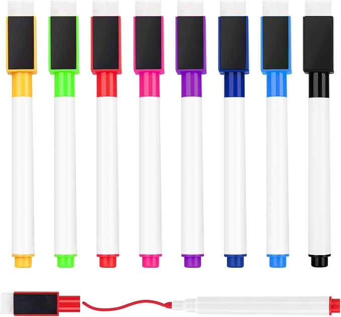 8 Pcs Colorful Magnetic Dry Erase Markers by JEFURE