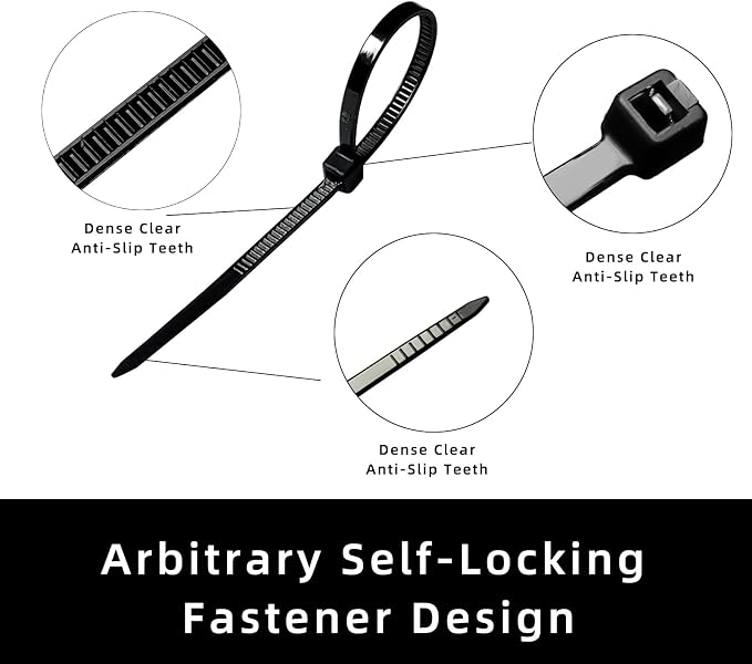 Zip Ties 8 inch, 1000 Pack Black Zip Ties, Self-Locking Nylon Cable Ties - Image 5