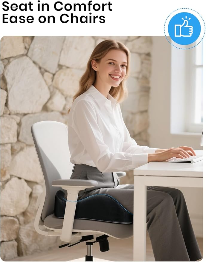 Benazcap Seat Cushion - Memory Foam Office Chair Cushion Seat Pad - Sciatica & Lower Back Pain Relief - Car Seat Cushions for Driving Seat Cushions-DeskLoop Office