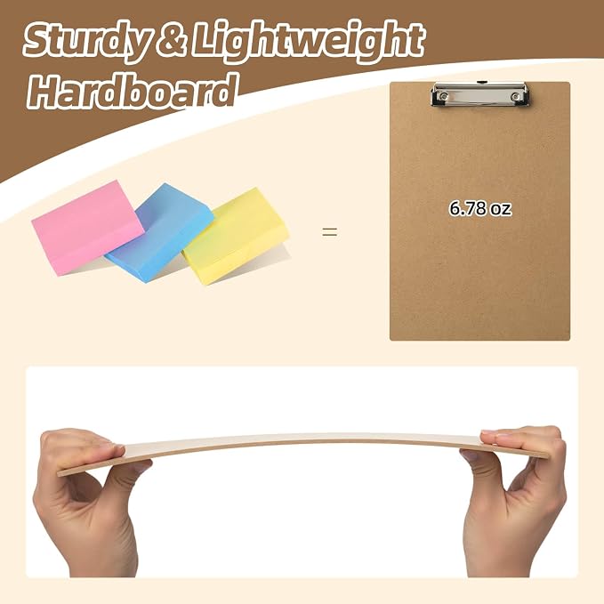 HappyHapi 24 Pack Clipboard 8.5 x 11 Letter Size Clip Boards Bulk, A4 Wooden - Image 4